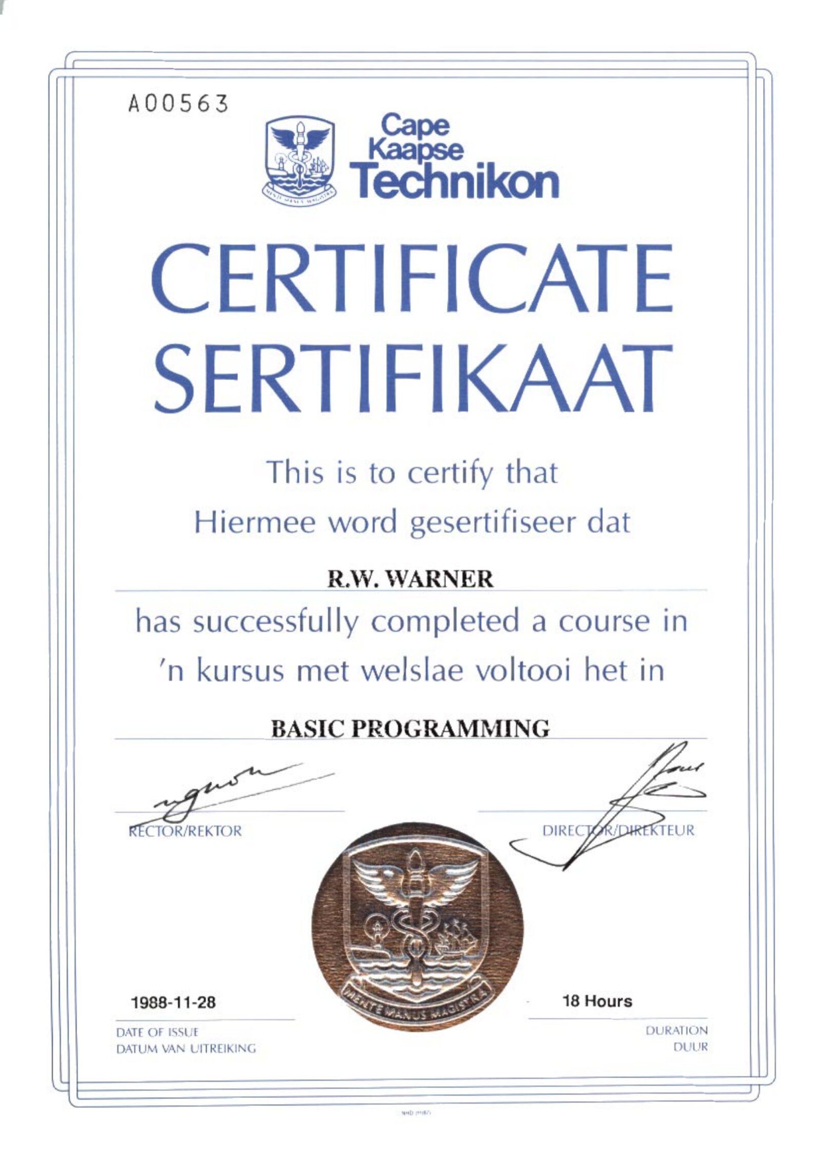 Basic Computer Programming Certificate