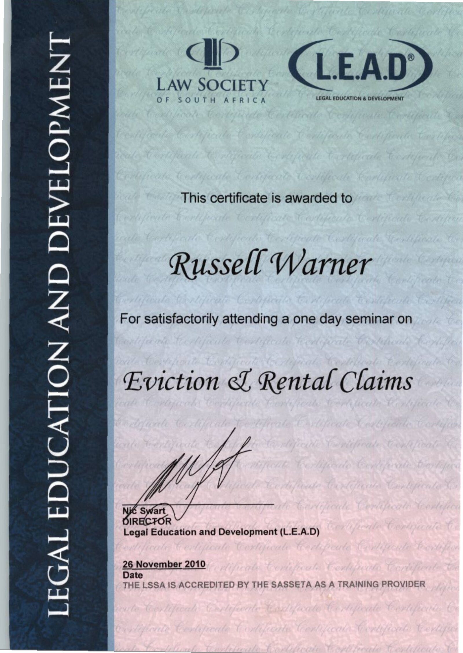 Evictions and Rental Claims Certificate